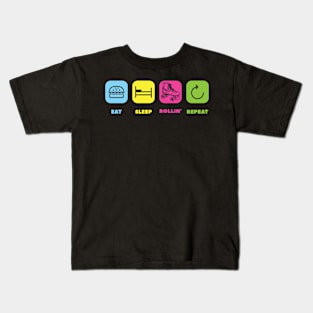 Eat Sleep Rollin Repeat - Roller Skating Kids T-Shirt